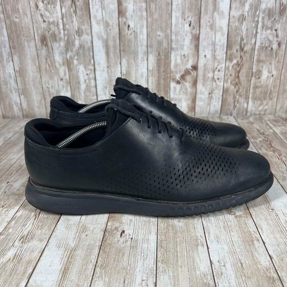 Cole Haan Men's‎ Black Leather Oxford Dress Shoes Perforated Comfort 12M